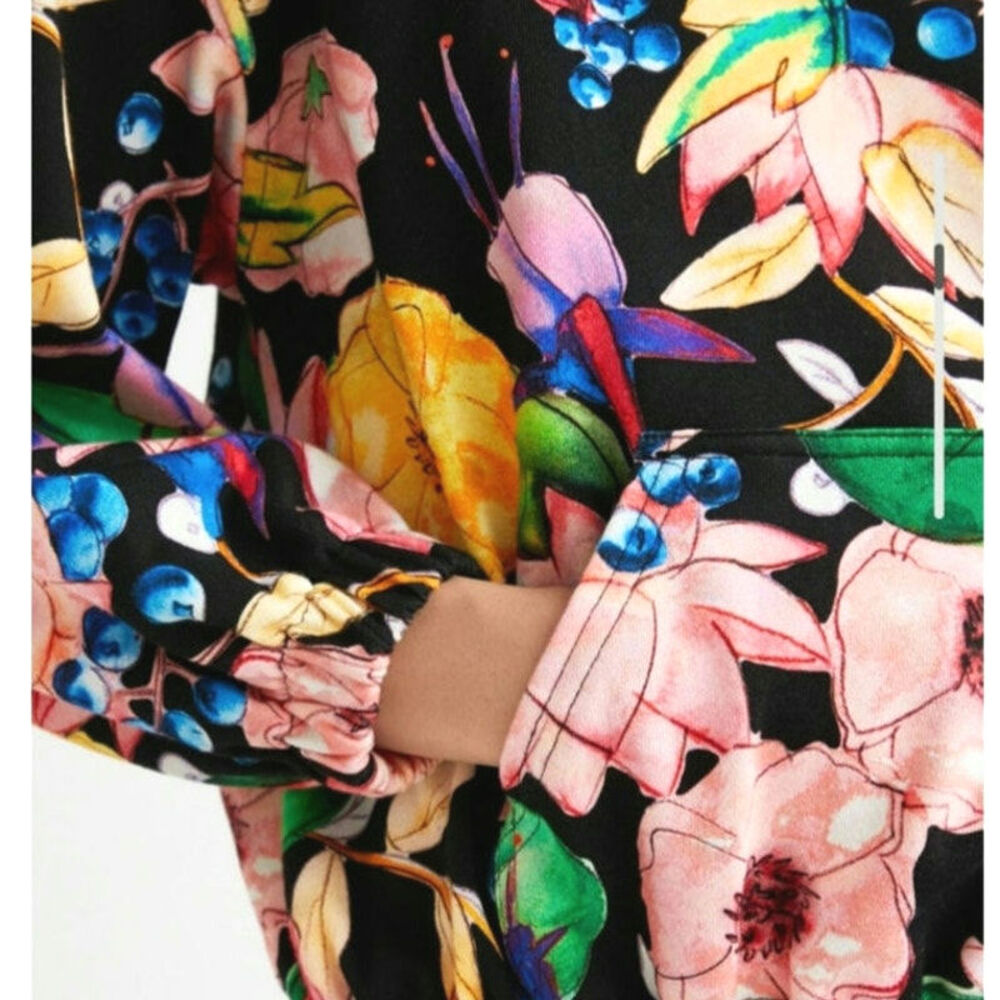 Desigual Floral Tropical Sweatshirt Hooded Kangaroo Front Pocket Lightweight S - Picture 6 of 15